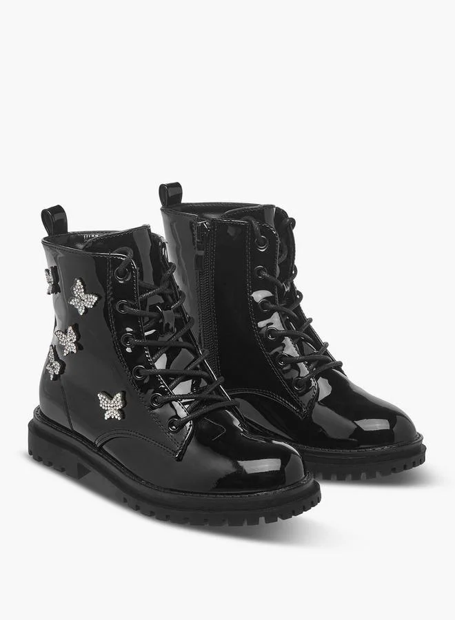 Celeste Girls Butterfly Accent High Cut Boots